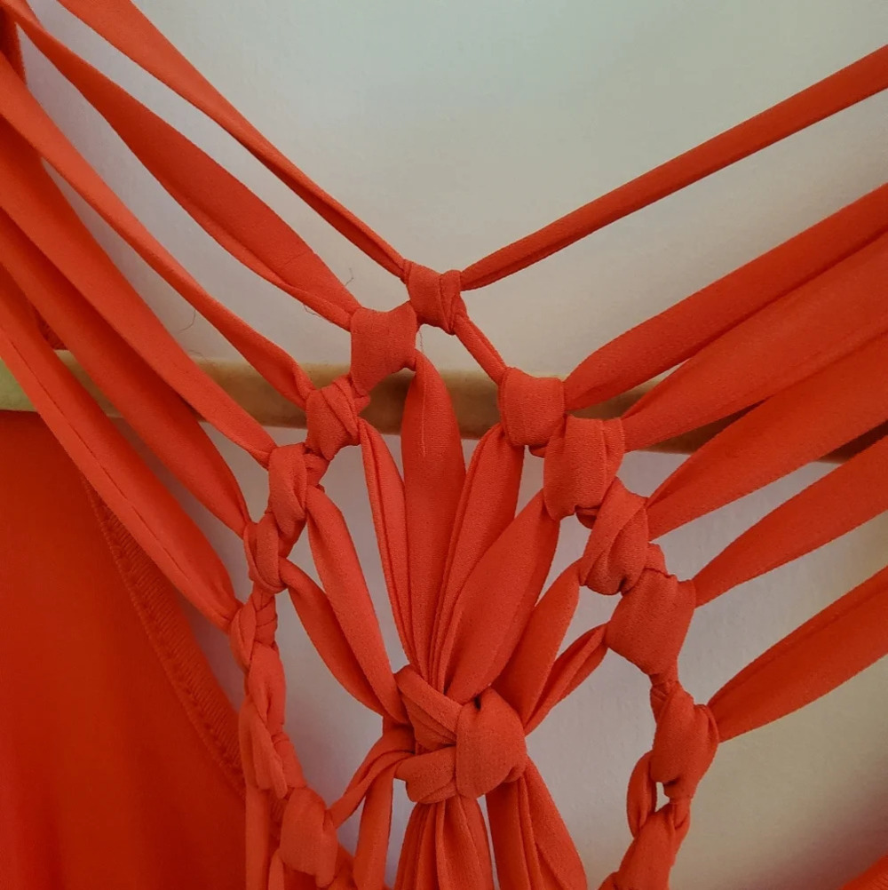 GUESS JEANS jersey maxi jersey dress In Orange  - Size Medium - Picture 7 of 7